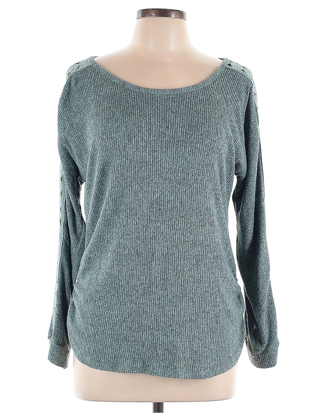 Teal Sweater with Lace Details